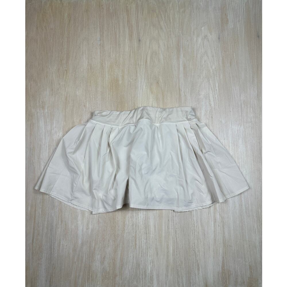 Crane White Tennis Golf Athletic Skort Flared Pull On Skirt Built-In Shorts LG